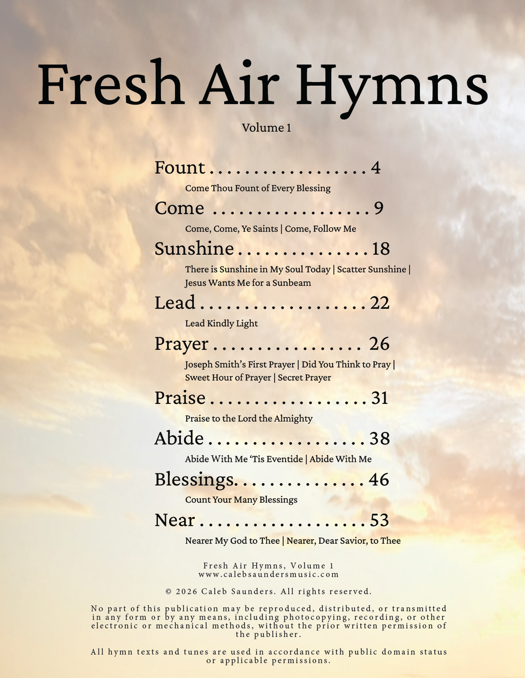 Fresh Air Hymns - Volume 1 (PDF)